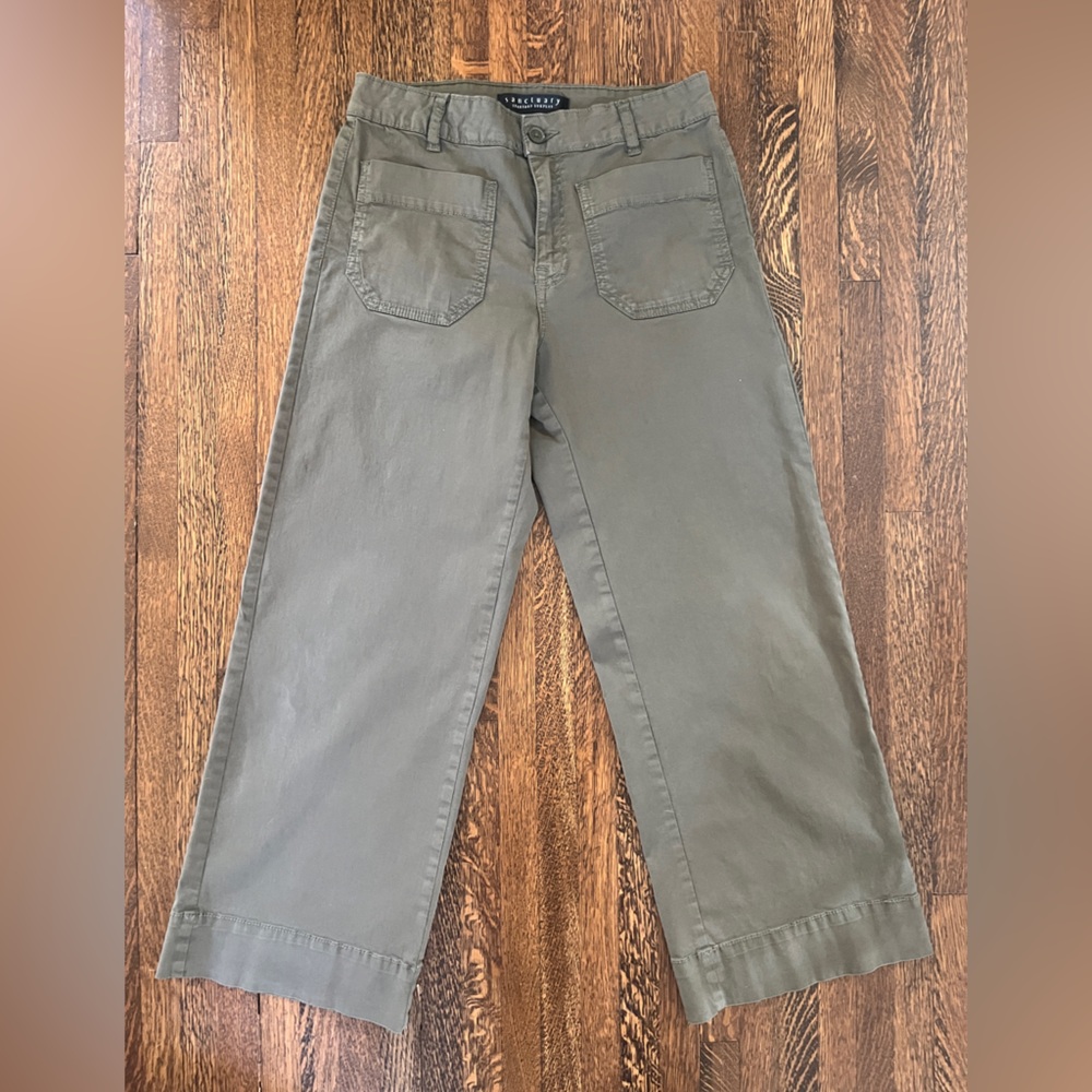 Sanctuary NWOT Army Green Wide Leg Cropped Women's Pants